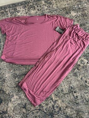 Serenada Women's Plus Size 2 Piece Pajamas Top Pants 2X 26/28 Rustic Pink Nwt